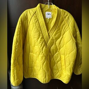 Zara Bright Yellow Quilted Jacket